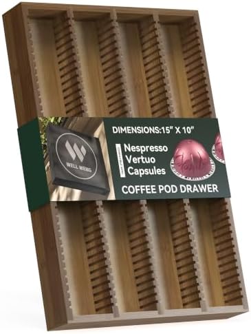for Nespresso Vertuo Capsules Bamboo Coffee Pod Drawer Organizer