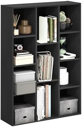 Furinno LUDER Book Shelf, 11-Cube Bookshelf, Reversible Bookcase with Open Shelves, 9.4 x 29.1 x 41.7, Easy Assembly, fo