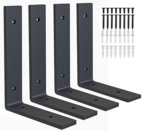 Heavy Duty Shelf Brackets 8 inch Rustic L Black Shelf Brackets 8 x 6 inches Metal Iron Industrial Shelf Bracket - L8 x H