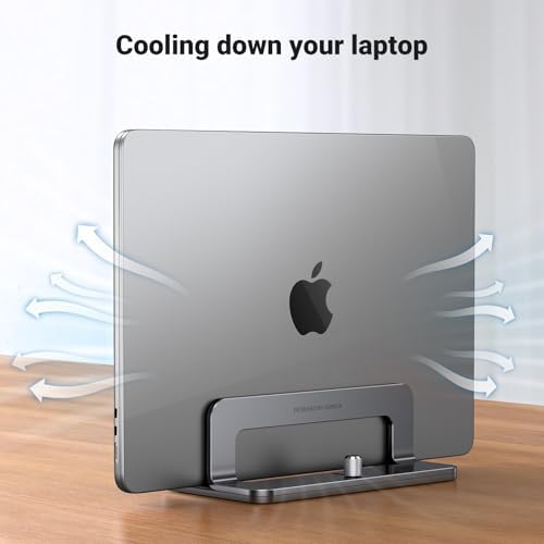 UGREEN Vertical Laptop Stand Holder for Desk Compatible with MacBook Pro, MacBook Air Stand Vertical Aluminum Adjustable