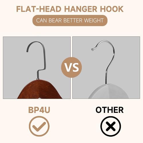 Wide Shoulder Wooden Hangers with Locking Bar, Walnut, 2-Pack