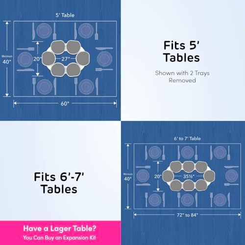 Light Gray- The Lazy Susan Revolution - The First Patented Lazy Susan Turntable Expandable for Rectangular & Oblong Tabl