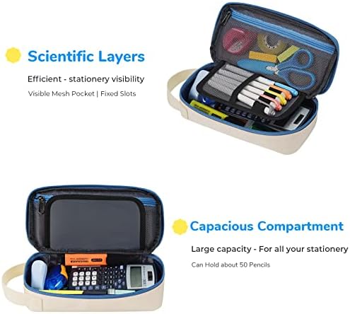 ECHSRT Large Pencil Case, Aesthetic Pen Pouch with Big Capacity, Minimalist Portable Stationery Bag with Handle for Office Organizer Aesthetic Pencil Cases