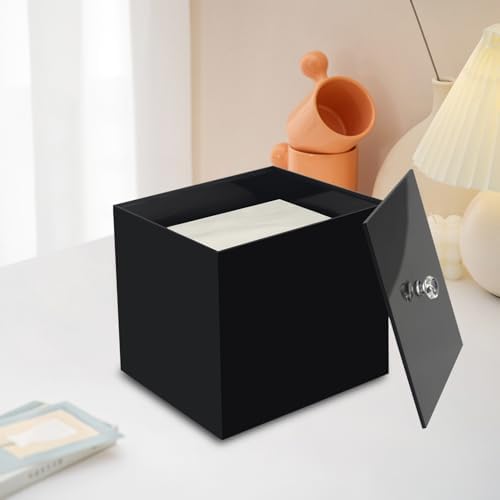Weiai Disposable Face Towel Holder Container Acrylic Box for Clean Towels Black
