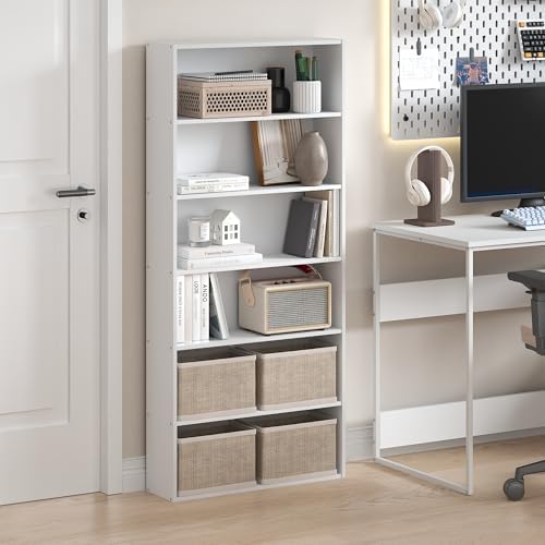 Furinno Basic Book Shelf, 6-Tier Bookcase with Open Shelf, Bookshelf, Cube Storage Organizer, 7 x 24 x 53, for Living Ro