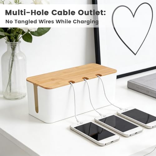 2Pack Cable Management Box,Wooden Style Cord Organizer Cord Hide Box
