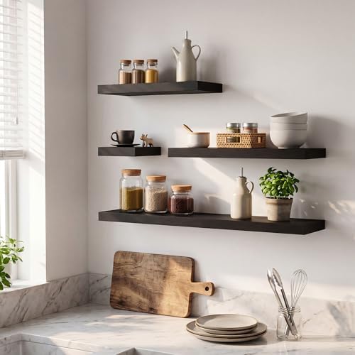 Axeman 24Inch Floating Shelves for Wall, 2 Packs, Invisible Brackets, Black
