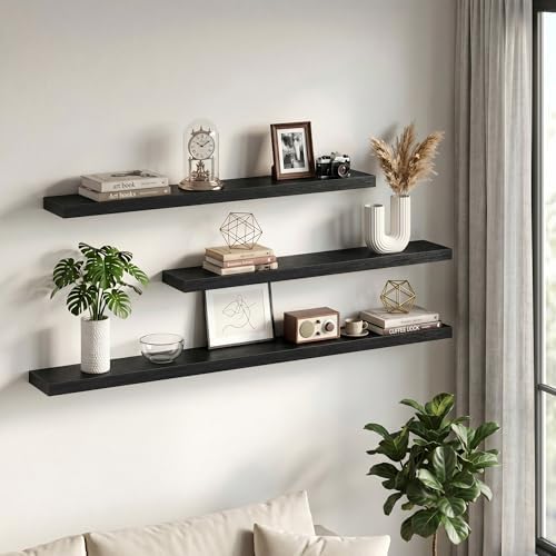 Fun Memories Floating Shelves for Wall 72 Inch, Set of 2 – Wall-Mounted Storage & Display Shelf with Invisible Bracket, 