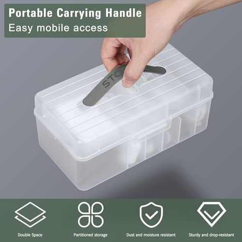 FYY Cord Storage Organizer Box - 11 Compartment Frosted Clear Cable Storage Organizer With Lid, High Capacity Dustproof 