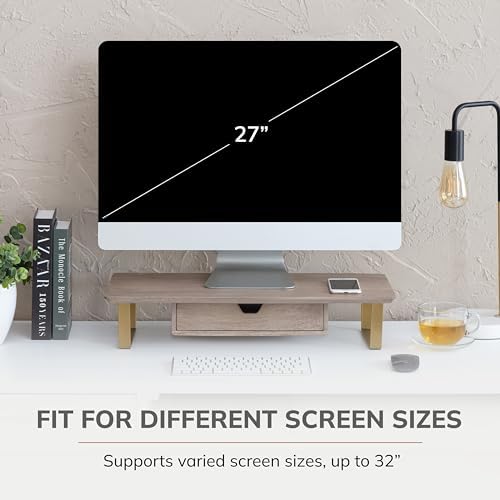 Anji Mountain Monitor Stand for Desk - Desktop Organizer & Laptop Riser, Ergonomic Monitor Riser, Space-Saving, Durable,