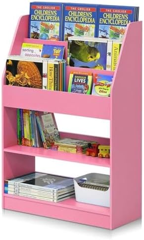 Furinno LOVA Book Shelf, 5-Tier Magazine Bookshelf, Bookcase with Open Shelves Storage, 9.4 x 24.6 x 37, for Living Room