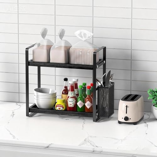 LEMIKKLE Coffee Station Organizer for Counter, Coffee Pods Holder Storage, Wooden Kitchen Counter Shelf, Coffee (Coffee 
