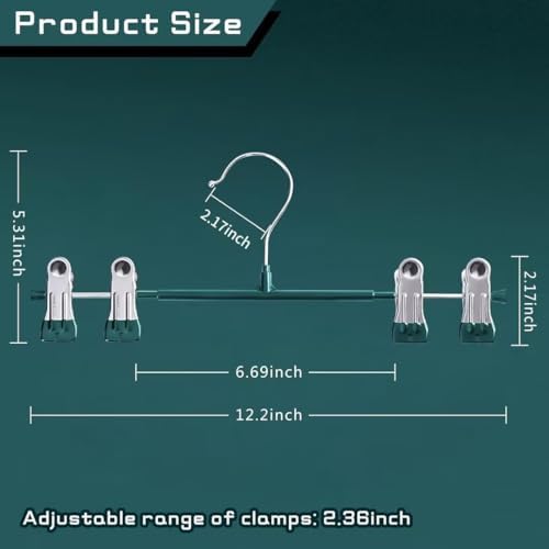 Pants Hangers with Clips Skirt Hangers, 12 Inch 30 Pack, Green