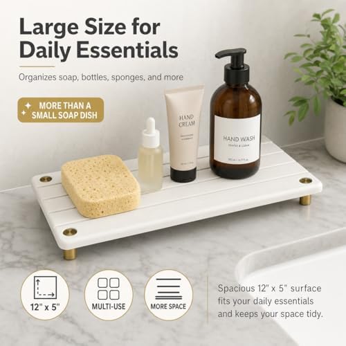 Razborci Instant Dry Sink Caddy Kitchen Sink Organizer, Quick Drying Stone Tray Diatomite Sponge Holder Soap Dish, Bathr