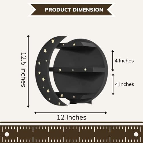 CHAMAMA Black Moon Shelf with Stars