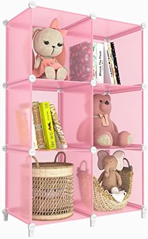 HOMIDEC 6-Cube Storage Shelf, Storage Bookcase Bookshelf with Metal Hammer, Storage Cubes Organizer Cabinet for Kids, Cl
