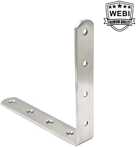 WEBI L Brackets Corner Bracket,90 Degree Stainless Steel Corner Brace- 8 Packs 4 mm Thick 6" X 6",Heavy Duty Shelf Brack