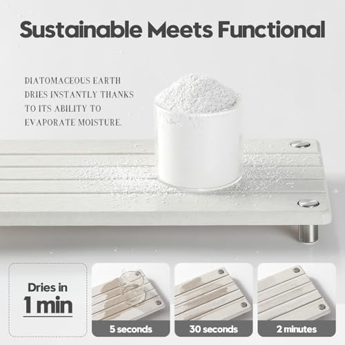 Razborci Instant Dry Sink Caddy Kitchen Sink Organizer, Quick Drying Stone Tray Diatomite Sponge Holder Soap Dish, Bathr