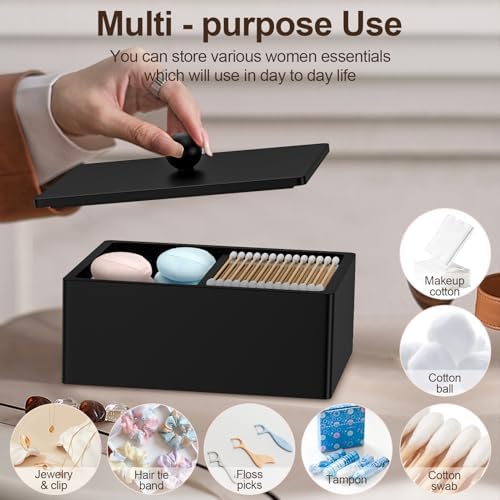Cotton Swab Holder with Lid, 2 Compartments Qtip Holder Cotton Dispenser