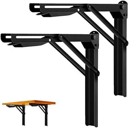 WALMANN 24" Folding Shelf Brackets, Collapsible Brackets for Shelves