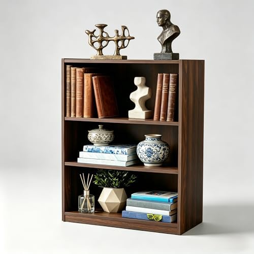 3 Shelf Bookcase, 31.5" H Small Book Shelf for Small Spaces, 3 Tier Bookshelf for Home Office and Dorm, Short Wooden Sto