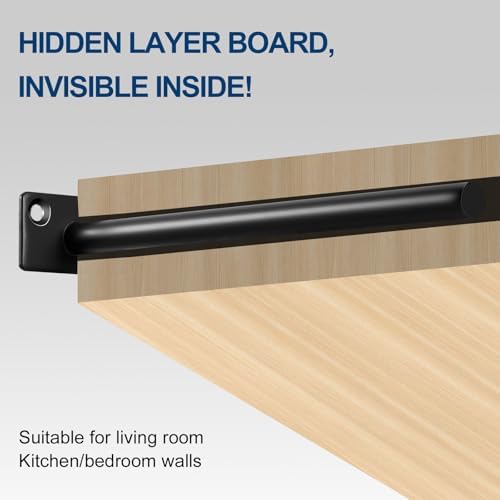 12 Pcs 8" Black Solid Steel Floating Shelf Bracket Blind Shelf Supports - Hidden Brackets for Floating Wood Shelves - Co