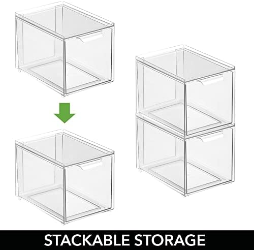 mDesign Kitchen Storage Drawer Box – Plastic Storage Box with Pull-Out Drawer – Pantry, Fridge and Cupboard Storage for 