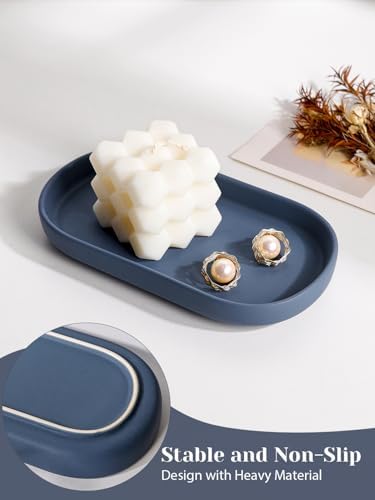 INGOFIN 7" Ceramic Bathroom Vanity Tray- Bathroom Organizer Countertop Tray for Perfume, Jewelry, Candles, Small Kitchen