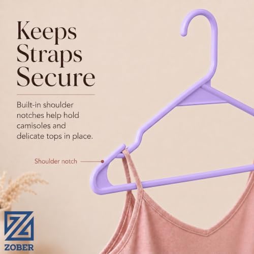 Zober Purple Plastic Hangers 50 Pack, Clothes Hangers Plastic