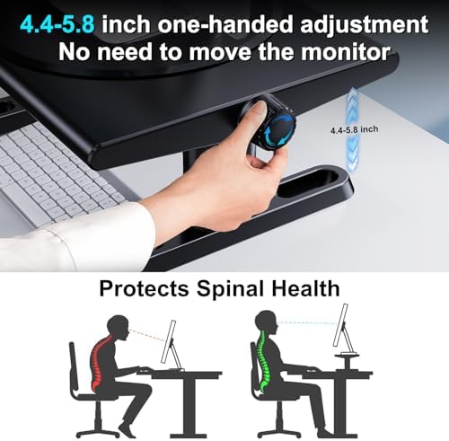 Monitor Stand Riser for Desk,360°Rotation Freely Height Adjustable by Knob,4.4-5.8 Inches,Ergonomic Monitor Stand Mount,