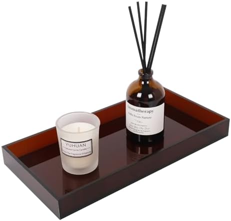 Amber Acrylic Tray 5mm Thicken 7.9x4'' Decorative Serving Tray for Bathroom, Toilet Tank, Sink Countertop, Living Room,D