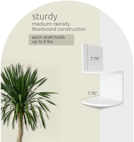 kieragrace Priva Corner Wall Shelf - Set of 2, White, 7.75" x 7.75"