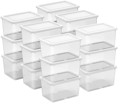 Sterilite Storage Box, Stackable Clear Plastic Bins, 20 Quart, 18-Pack