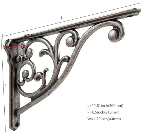 Ornate Decorative Shelf Brackets 12 inch Small Wall Mounted Shelving Bracket 4 Pack Antique Pewter Vintage Shelf Bracket