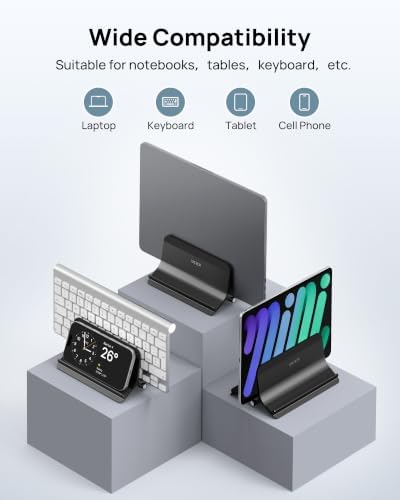 SODI Vertical Laptop Stand Holder for Desk Compatible with MacBook Air, MacBook Pro Stand Vertical Aluminum Up to 17 inc