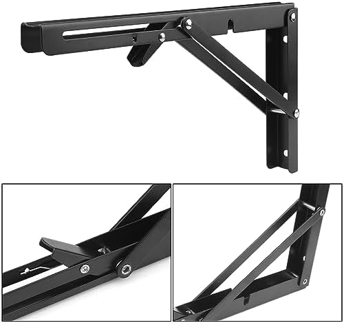 4 Pairs 8 PCS 12 Inch Folding Shelf Brackets,Metal Collapsible Shelf Bracket for Bench Table, Heavy Duty Shelf Bracket W