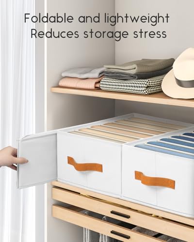 Homsorout Closet Organizers and Storage - Fabric Clothes Organizer with Handles, Foldable Jeans Organizer for Clothes, D