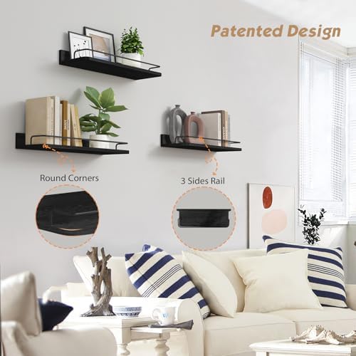 Black Floating Shelves for Wall, Bahtroom Wall Shelves Over Toilet