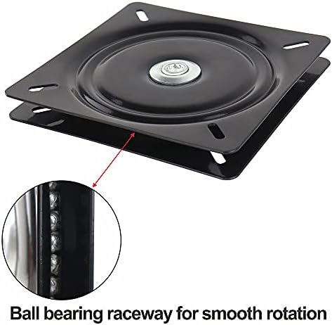 2Pack 8 Inch Lazy Susans Turntable Bearings Swivel Zinc Plate, Black Square Lazy Susan Hardware, Heavy Duty Lazy Susan R