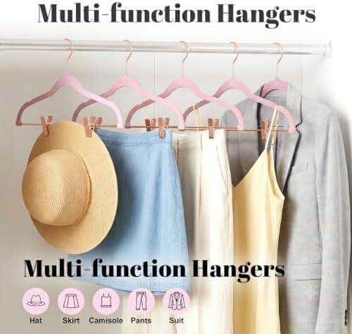 HOUSE DAY Pants Hangers with Clips 24 Pack, with Rose Gold Hook and Clips