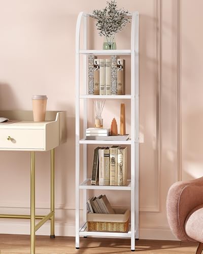 Hzuaneri Bookcase Bookshelf, Tempered Glass Arched Bookshelf