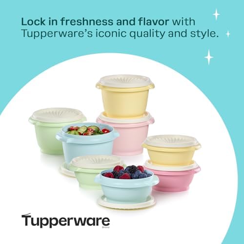 Tupperware Heritage Collection, New 16 Piece Food Storage Container Set in Vintage Colors, Dishwasher Safe and BPA Free (8 containers, 8 lids)