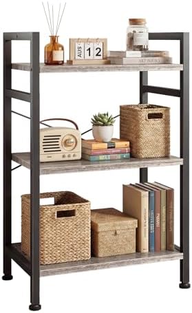 DUMOS 3 Tier Bookshelf, Home Office Bookcase Shelf Storage Organizer