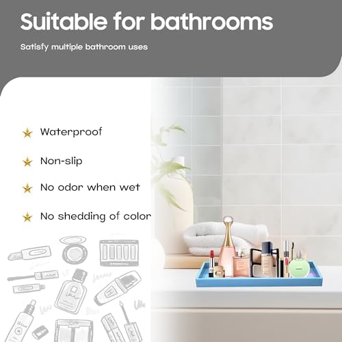 Vanity and Bathroom Tray, 11.8" ABS Countertop Organizer,Waterproof Vanity Tray for Toilet Tank,Perfume,Soap,Keys,Bathro