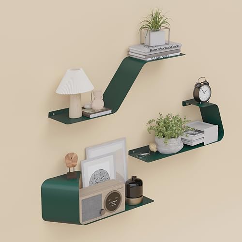 Floating Shelves, Wall Shelf, Set of 3 Mounted Metal Shelves with Unique Design for Wall Storage, Book Shelf, Display Sh