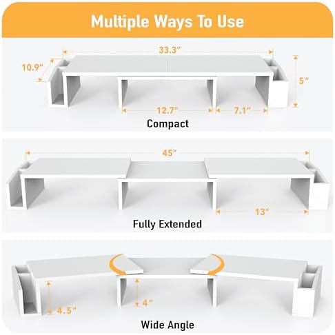 Simple Houseware Desk Dual Monitor Stand Riser with Drawer, White