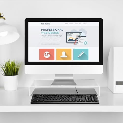 Jetec 2 Pcs Acrylic Monitor Stand Desktop Computer, Clear, 20 x 8 x 3 Inch