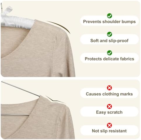 HOUSE DAY 10 Pack White Satin Padded Hangers for Women Clothing, 17 Inch