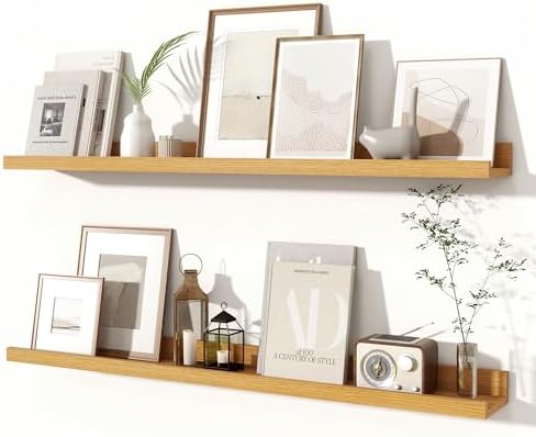Fun Memories Picture Ledge Shelf, 36 Inch Floating Shelves Set of 2, Nursery Book Shelves for Kids, Wall Mounted Bookshe