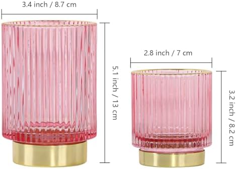 Glass Makeup Brush Holder Organizer, Gold Toothbrush Holders for Bathroom, Pink Makeup Brush Holder Cup for Vanity, Desk